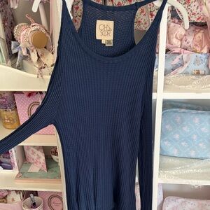 Chaser Navy Blue Cold Shoulder Blouse Size Small